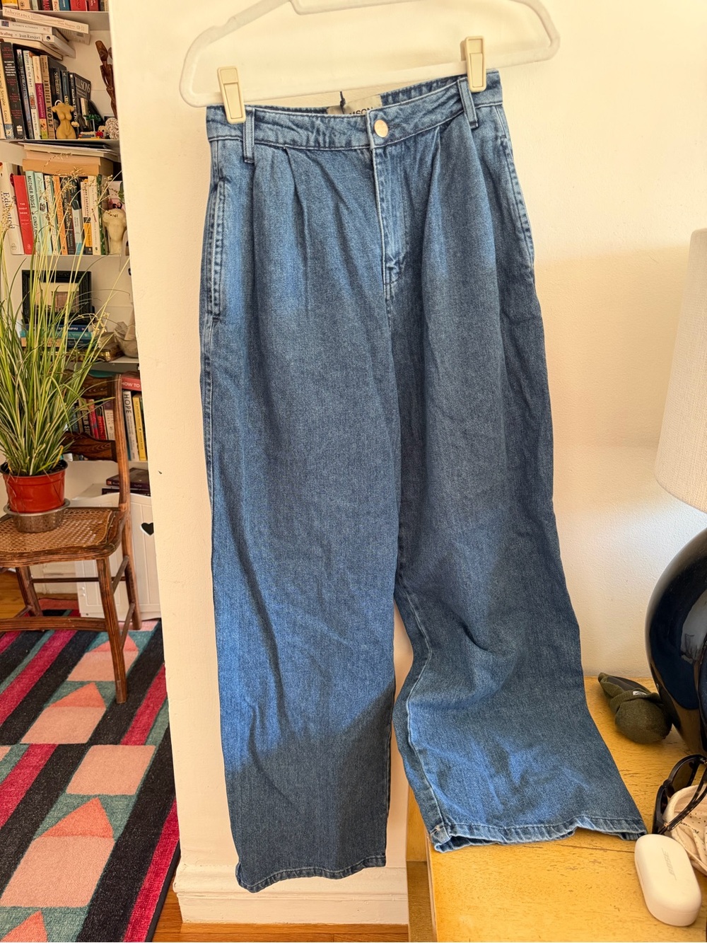 Damson Madder Women’s Vintage Wash Sailor Wide-Leg Denim Jeans in Blue, 6